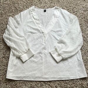 SHEIN White V-Neck Blouse
